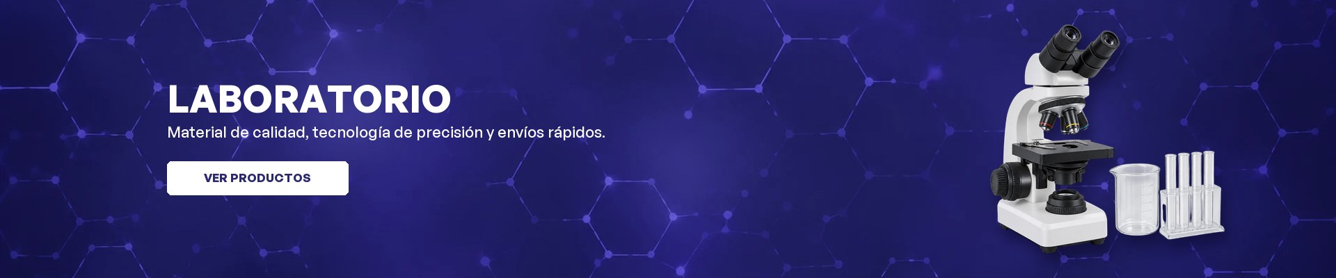 Laboratorio: microscopio binocular, vaso de precipitado y tubos de ensayo